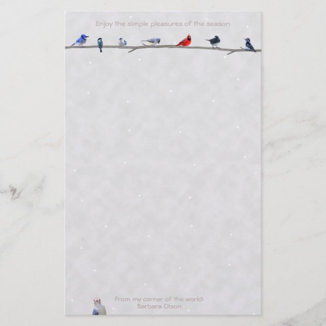 Feiertag Wiinter Vögel: Briefpapier (Vorderseite)