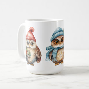 Feiertag Wintereulen Rot Blau Rote Eulen Kaffeetasse