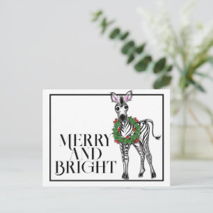 Feiertag Zebra   Rotgrüner Weihnachtskranz Postkarte