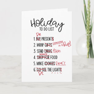 Feiertag zu tun Liste Weihnachten Karte