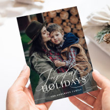 Feiertage | Elegantes Script-Foto Dark Blue