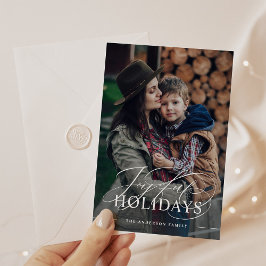 Feiertage | Elegantes Script Foto Merlot Red Feiertagskarte