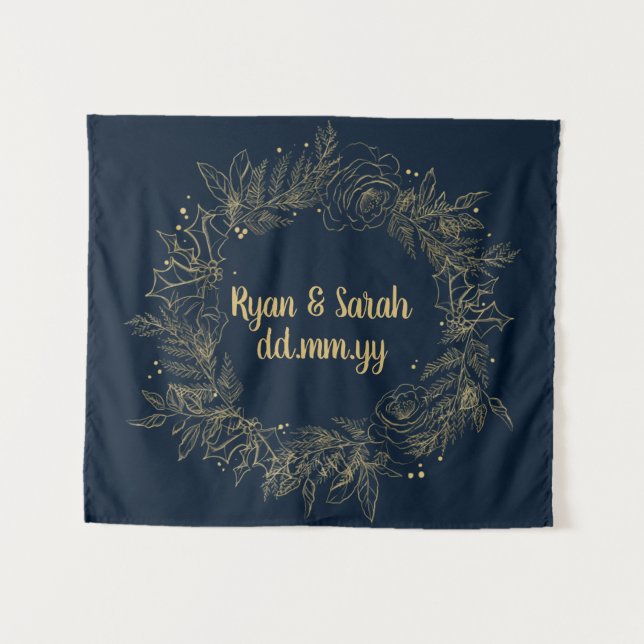 Feiertage im Hintergrund, Dezember Dekoration für  Wandteppich (Vorderseite (Horizontal))