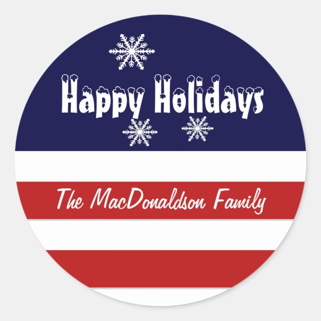 Feiertage in Rot-Weiß und Blau Runder Aufkleber (Vorderseite)