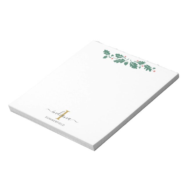 Feiertage Monogramm Schrift Name Botanisch Notizblock (Rotiert)