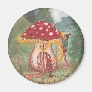 FeiertagGnomes und Pilz-Zuhause Magnet