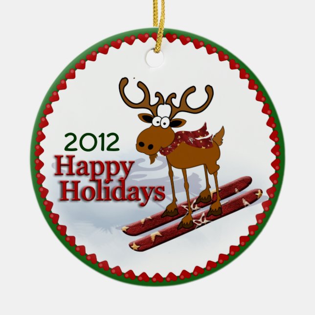 Feiertags-abschüssige Elche Keramik Ornament (Vorne)