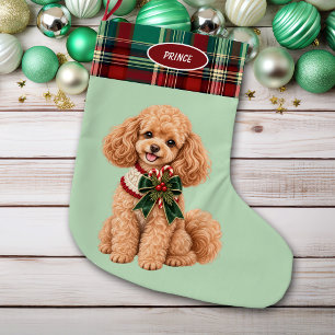 Feiertags-Aprikosen-Pudel-Hund-Karorand  Großer Weihnachtsstrumpf