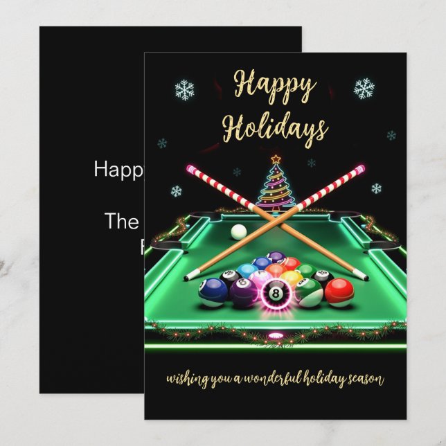 Feiertags-Billardspieler-Weihnachtskarten Feiertagskarte (Vorne/Hinten)