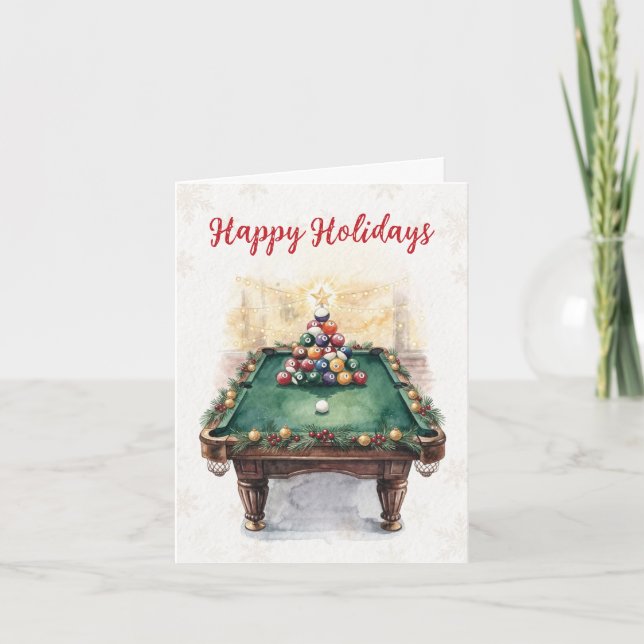 Feiertags-Billardspieler-Weihnachtskarten Feiertagskarte (Vorderseite)