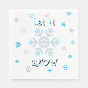 Feiertags Blau Silberne Schneeflocken Lass es schn Serviette