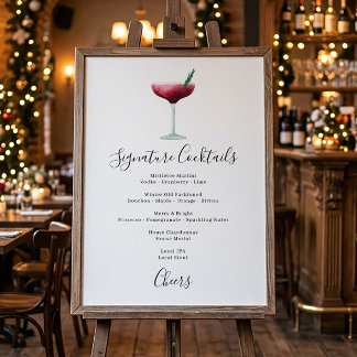 Feiertags-Cocktail-Weihnachts-Signature-Drink-Menü Poster