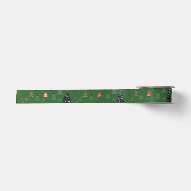 Feiertags-Echos-Grün Satinband (Vorderseite)
