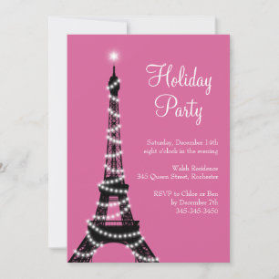 Feiertags-Eiffelturm-Einladungsrosa Einladung