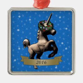 "Feiertags-Einhorn-" Weihnachtsverzierung w/Year Silbernes Ornament
