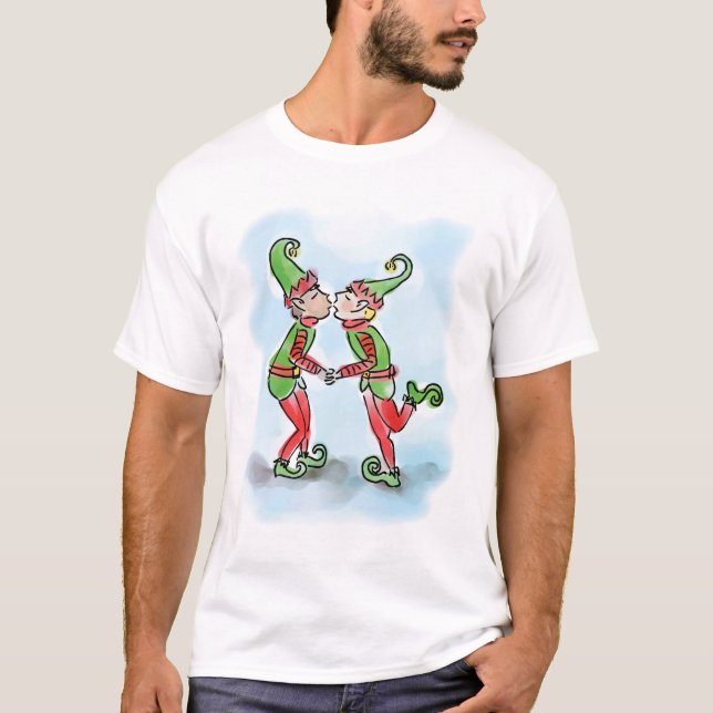 Feiertags-Elf-Küssen T-Shirt (Vorderseite)