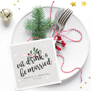 Feiertags Essen Trinken und Heiraten Weihnachtsbee Serviette