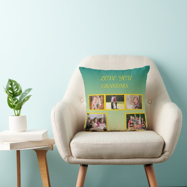 Feiertags-Familien-Collage mit goldener Schrift Kissen (Stuhl )