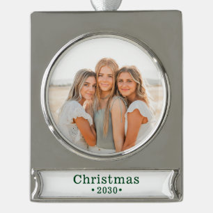Feiertags-Familienfoto Banner-Ornament Silber