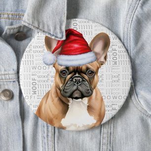 Feiertags-Französisch-Weihnachtsmann-Hund auf Woof Button
