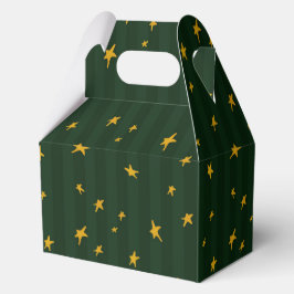 Feiertags Grün Gelb Stern Streifen Weihnachten Geschenkschachtel
