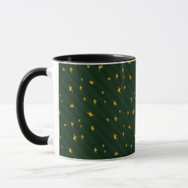 Feiertags-Grün-Gelb-Stern-Streifen-Weihnachten Tasse