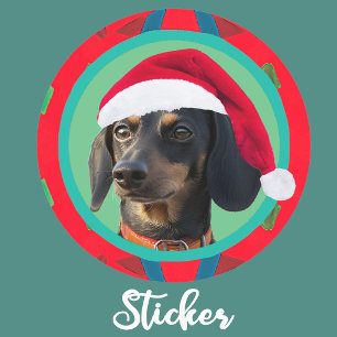 Feiertags Grün Rot Dein Hund oder unser Dachshund  Runder Aufkleber