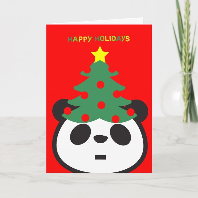 Feiertags-Gruß-Karte - Panda-Baum Feiertagskarte (Vorderseite)
