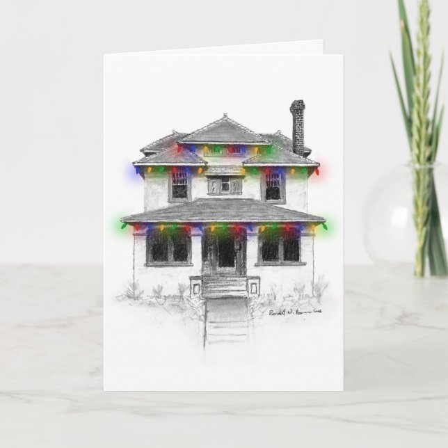 Feiertags-Haus-Glühen Feiertagskarte (Vorderseite)