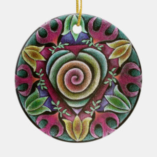 Feiertags-Herz-Mandala-Verzierung Keramik Ornament