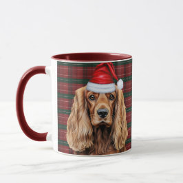 Feiertags-Karo-Cocker-Spaniel-Weihnachten-Santa-Hu Tasse