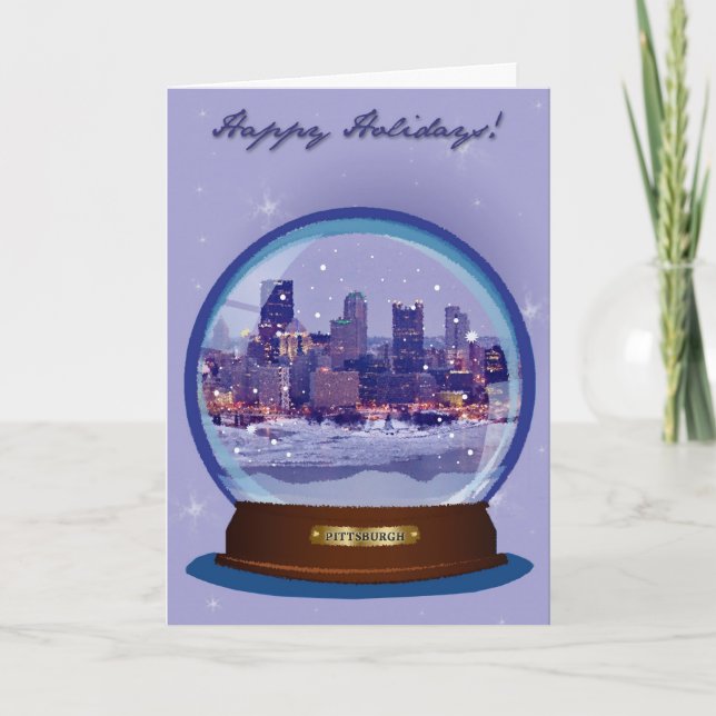 Feiertags-Karte Pittsburghs Snowglobe Feiertagskarte (Vorderseite)