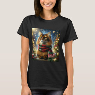 Feiertags-Katzen-Shirt - Somali-Rasse Weihnachten T-Shirt