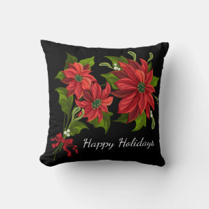 Feiertags-Kissen-Rote Poinsettien Kissen