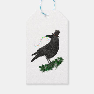Feiertags-Krähe mit Zylinder Geschenkanhänger