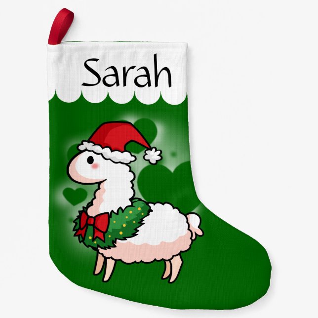 Feiertags-Lama-Elf Kleiner Weihnachtsstrumpf (Vorderseite)