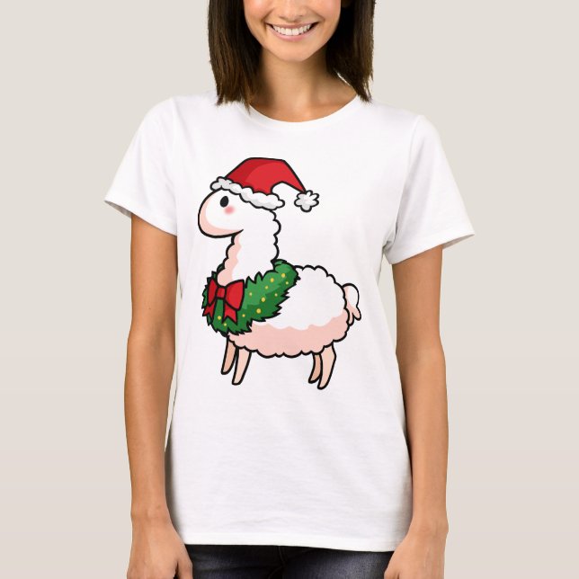 Feiertags-Lama-Elf T-Shirt (Vorderseite)