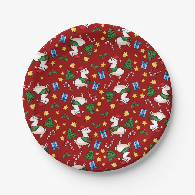 Feiertags-Lama-Verrücktheit Pappteller (Vorderseite)