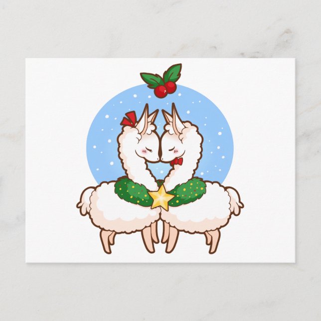Feiertags-Liebe-Lamas Feiertagspostkarte (Vorderseite)