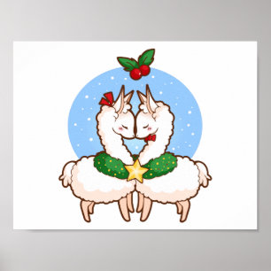 Feiertags-Liebe-Lamas Poster