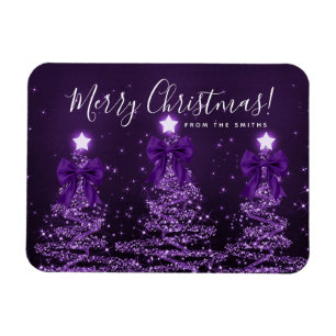 Feiertags-Lila-Weihnachtsbäume-Gruß Magnet