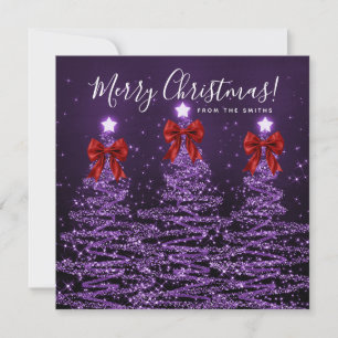 Feiertags Lila Weihnachtsbäume Gruß Rot Feiertagskarte
