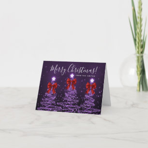 Feiertags Lila Weihnachtsbäume Gruß Rot Feiertagskarte