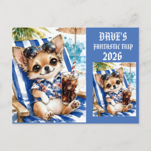 Feiertags-Männchen-Chihuahua-Strandentspannung  Postkarte