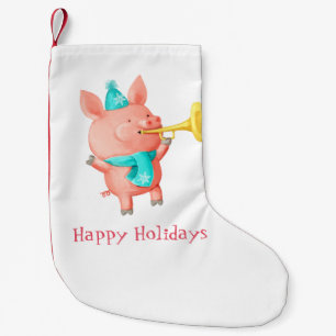 Feiertags-niedliches Schwein Kleiner Weihnachtsstrumpf