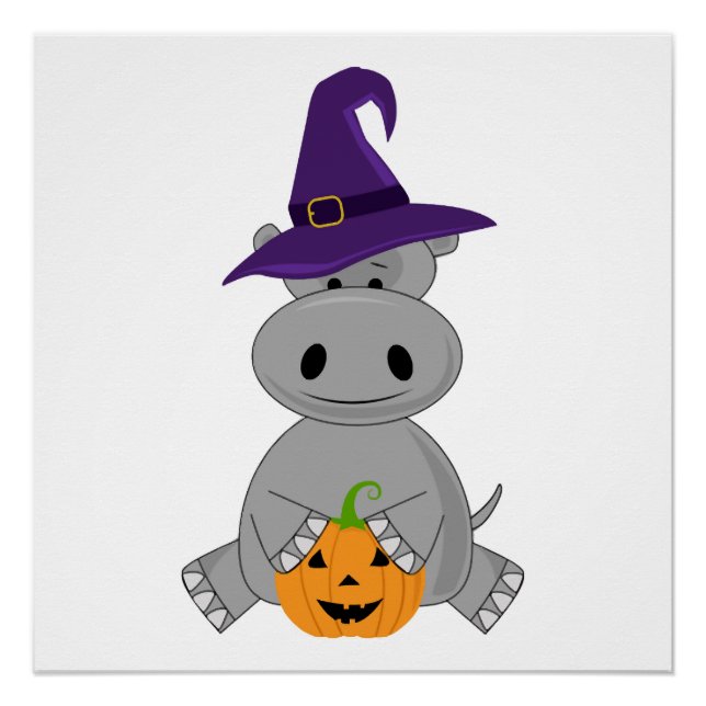 Feiertags-Nilpferd Halloween Hexe Nilpferd Poster (Vorderseite)