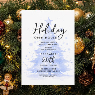 Feiertags-Open-House-Navy-Handbemalter-Baum Einladung