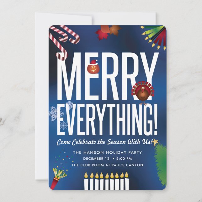 Feiertags-Party Einladung *Merry Everything* (Vorderseite)