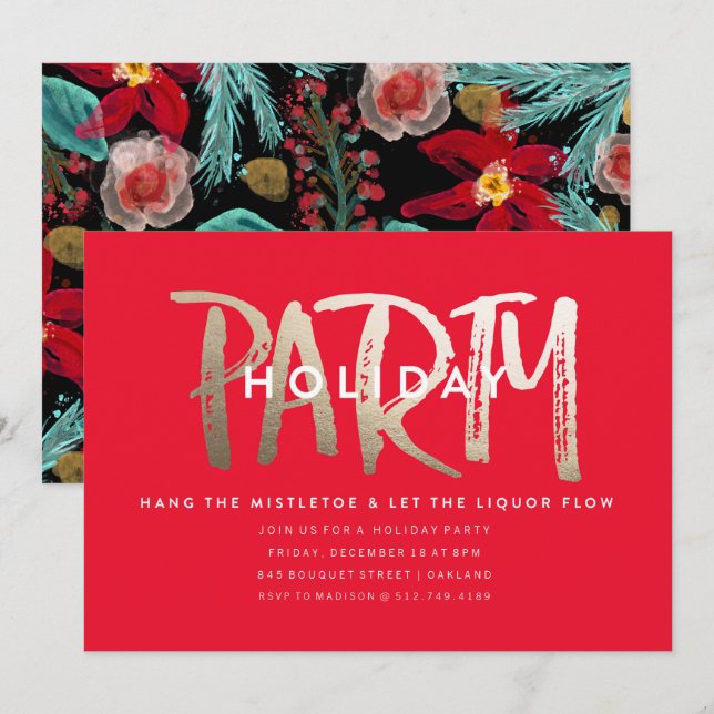 FEIERTAGS-PARTY EINLADUNGS-//-GOLDfolie Einladung (Vorne/Hinten)