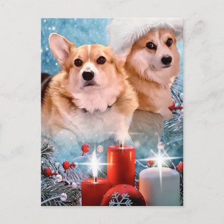 Feiertags Pembroke Welsh Corgis Weihnachtskarte Feiertagspostkarte